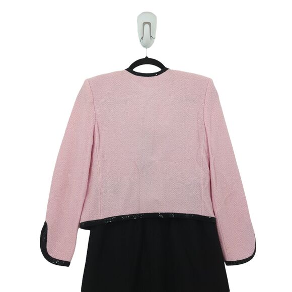 St John Women 2 Suit Set Pink Black Blazer Pants Santana Knit Pleated Paillettes - Picture 13 of 15